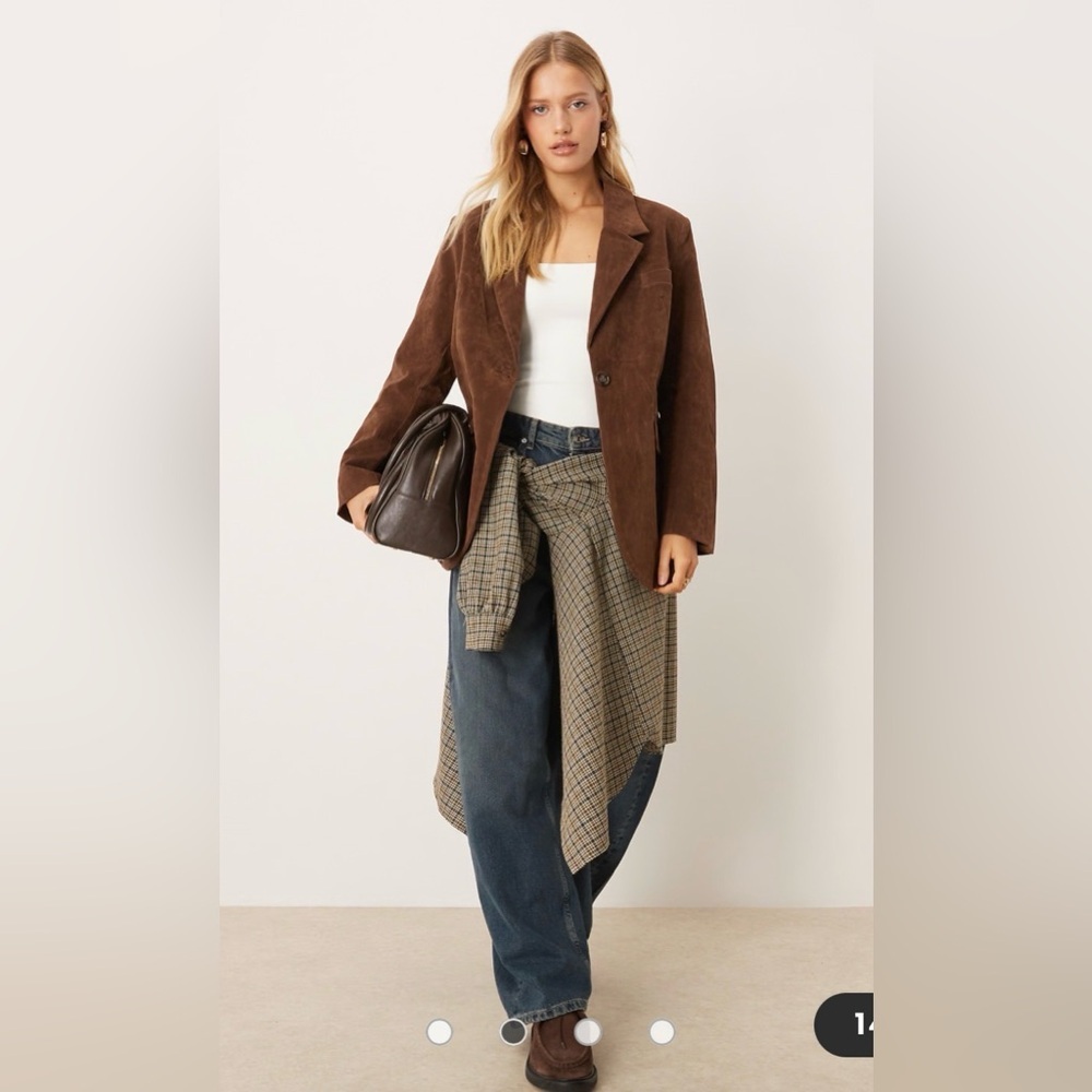 Free People we the free Papercut Faux Suede Blazer Brown Size Large - Picture 5 of 14